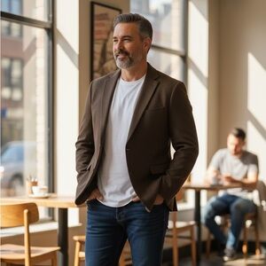 Andrew Fezza Sports coat , size 50 R , perfect condition , chocolate brown